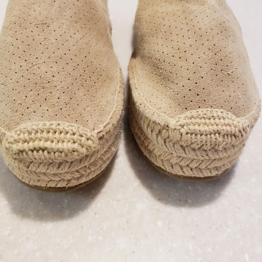 Soludos Tan Malibu Platforms Suede Flats Size 9.5